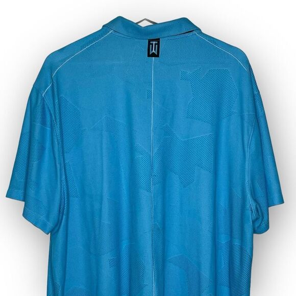 Nike Tiger Woods Camo Jacquard Golf Polo Shirt Teal Blue CT3801-496 Men's XXL - Picture 5 of 9
